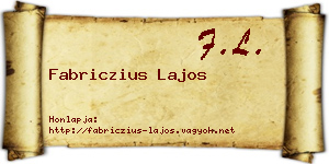 Fabriczius Lajos névjegykártya